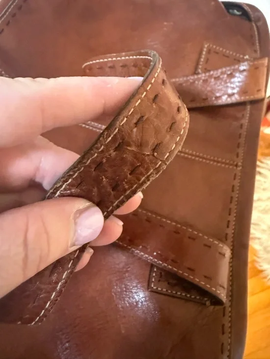 Fossil Brown Leather Shoulder Bag Tote Purse Vintage Cognac Zip Top - Picture 3 of 9